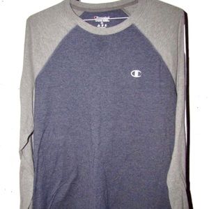 Navy blue and grey long sleeve Champion t-shirt
